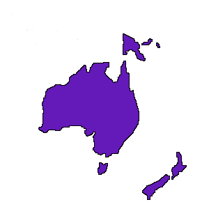 Violett eingefärbte Karte von Australien und Neuseeland, Darstellung der Länder, in denen Auditdienstleistungen angeboten werden.