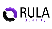 Professioneller Audit-Dienstleister RULA Quality, Firmenlogo mit rundem Kreis in Lila und Schwarz.
